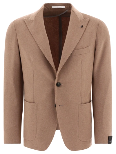Tagliatore Single-breasted Blazer With Button Cuffs In Beige