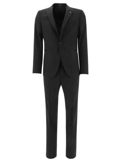 Tagliatore Single Breasted Suit With Tailored Trousers In Black