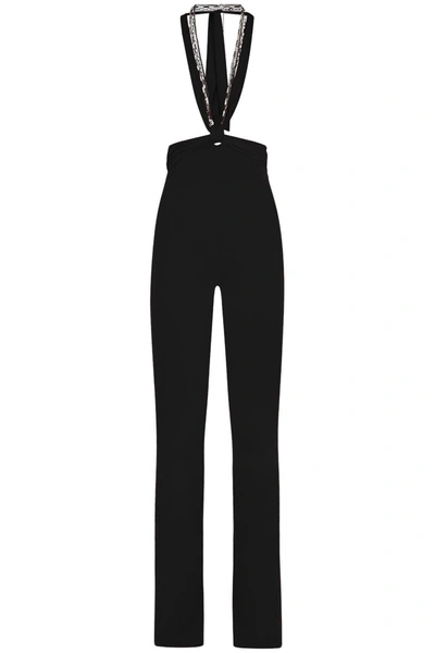 Attico Ruby Jersey Halterneck Skinny Pants In Black