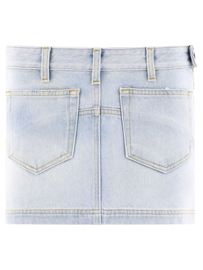 Attico Abra Denim Mini Skirt In Sky Blue