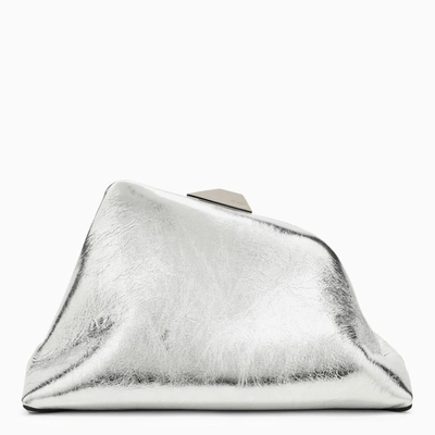 Attico The  Day Off Silver Leather Clutch Bag