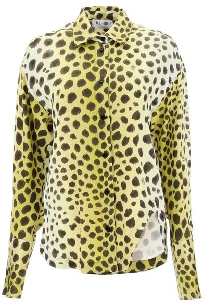 Attico Cheetah-print Long-sleeve Shirt In Burgundy