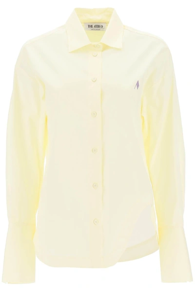 Attico Eliza Embroidered Cotton-poplin Shirt In Light Yellow