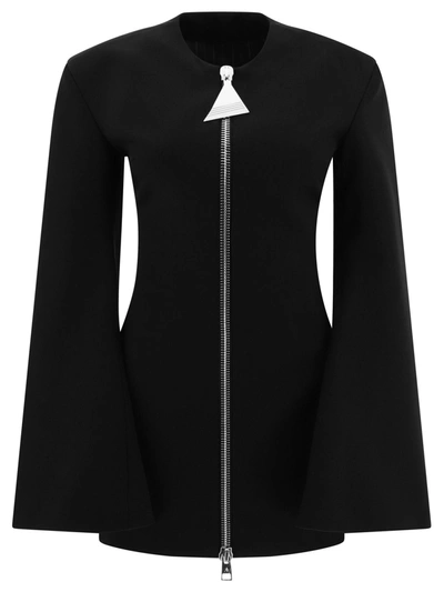 Attico Zip-up Mini Dress In Black
