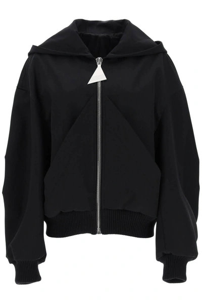 Attico The  Oversized Hooded Bomber Jacket In Black