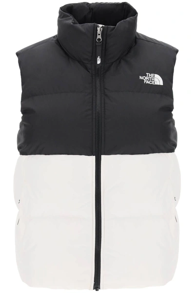 The North Face Saikuru Puffer Vest In Gardenia White Tnf Black (white)