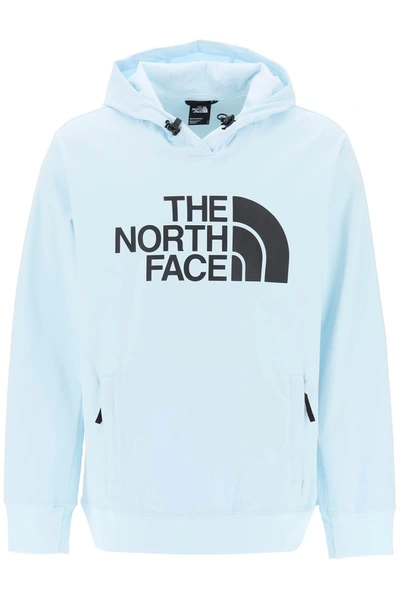 The North Face Techno Hoodie With Logo Print In Light Blue