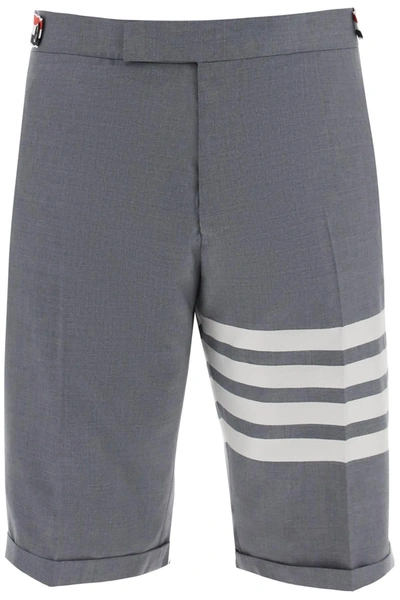 Thom Browne Wool 4-bar Stripe Shorts In Grey