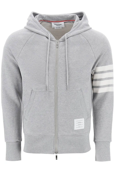 Thom Browne Classic Loopback Hooded Sweatshirt In Gray