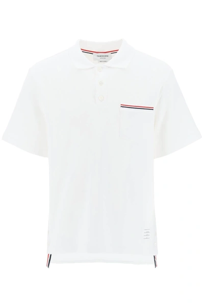 Thom Browne Rwb Pocket Trim Polo Shirt In White