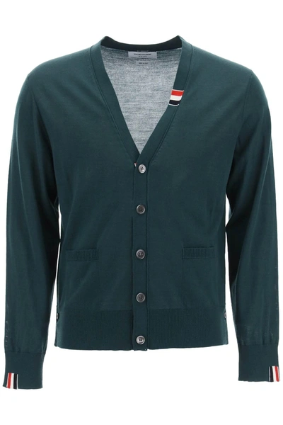 Thom Browne Jersey Knit Cardigan In Green