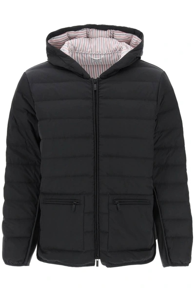 Thom Browne Dark Grey Oversized Wool Bomber Jacket In Black