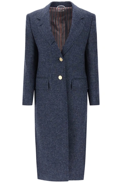 Thom Browne Single-breasted Coat In Wool In Blue
