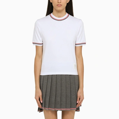 THOM BROWNE THOM BROWNE WHITE CREW NECK T SHIRT WITH PATCH