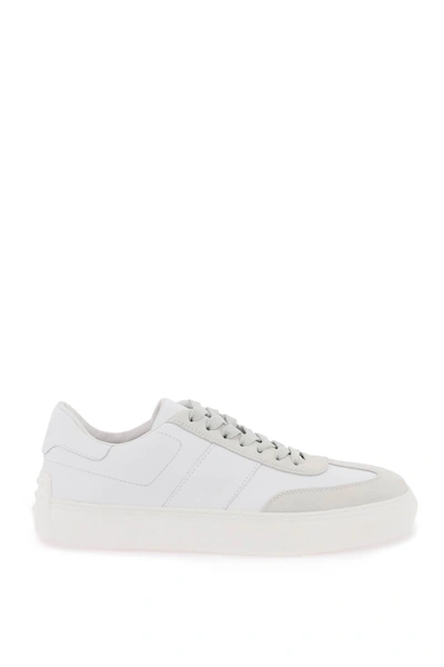 Tod's Leather Sneakers With Suede Details In White