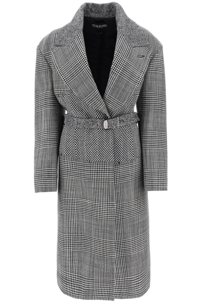 Tom Ford Virgin Wool Coat In Black/white