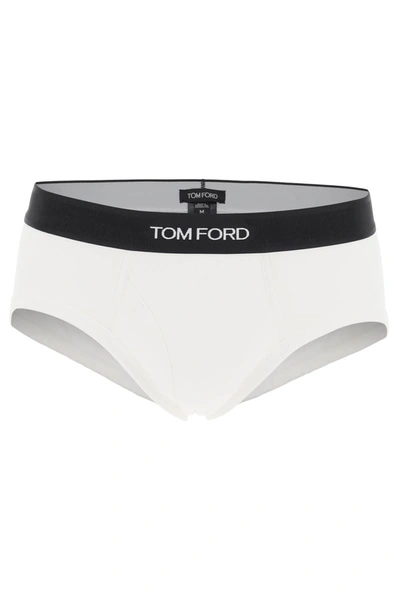 Tom Ford Cotton Briefs With Logo Band In White