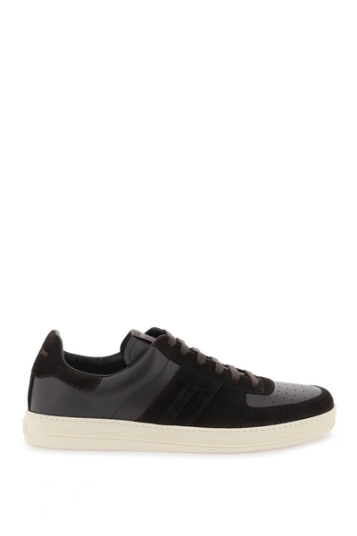 Tom Ford Men's Brown Suede And Leather Sneaker For Fw24 In Multicolor