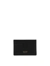 Tom Ford Black T Line Card-holder With Gold-colored Embossed Logo In Grainy Leather Man