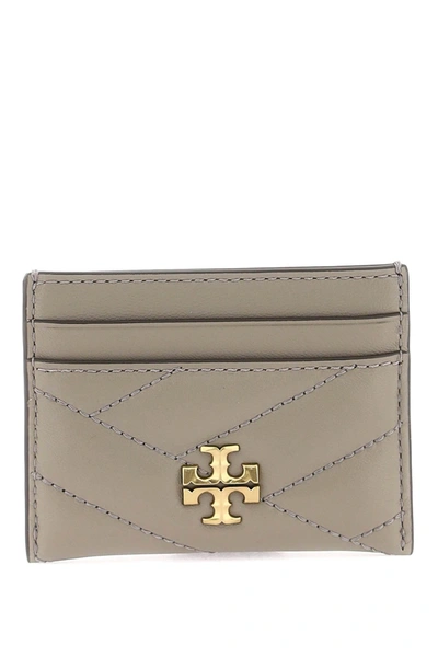 Tory Burch Kira Chevron Quilted Cardholder In Grey Heron (grey)