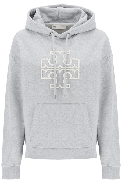 Tory Burch Hoodie With T Logo In Grey