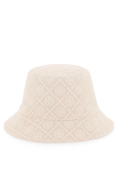 Tory Burch Jacquard T Monogram Bucket Hat In Beige,white