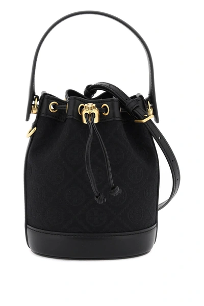 Tory Burch Mini T Monogram Bucket Bag In Black