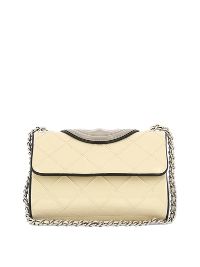 Tory Burch "small Fleming Soft Patent" Shoulder Bag In Beige