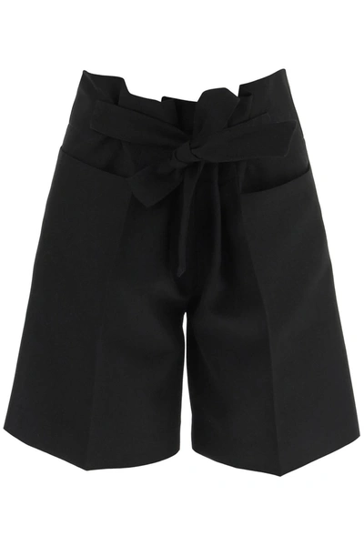 Totême Wool-blend Paper-bag Bermuda Shorts In Black