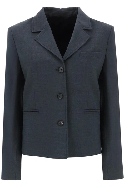 Totême Single-breasted Crepe Jacket In Grey