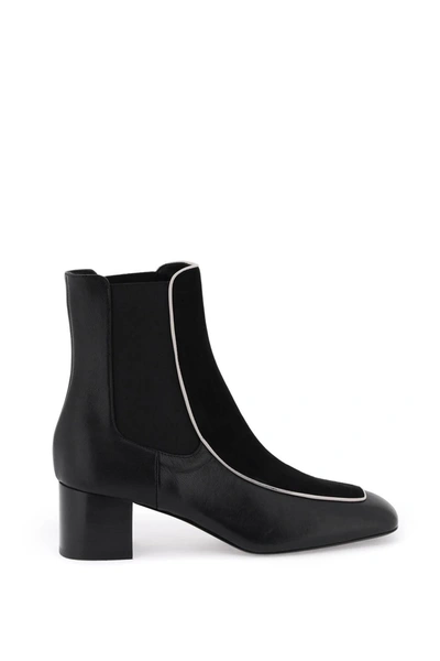 Totême Smooth And Suede Leather Ankle Boots In Black