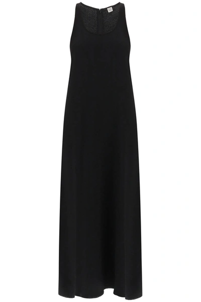 Totême Scoop-neck Sleeveless Sable Maxi Dress In Black