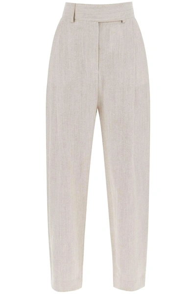 Totême Toteme Tapered Pants With Mélange Finish In Beige