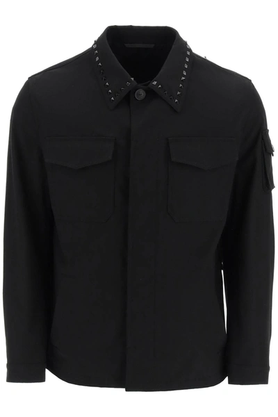 Valentino Black Untitled Studs Workwear Jacket