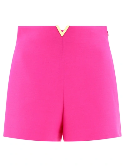 Valentino Crepe Couture Short Shorts In Pink