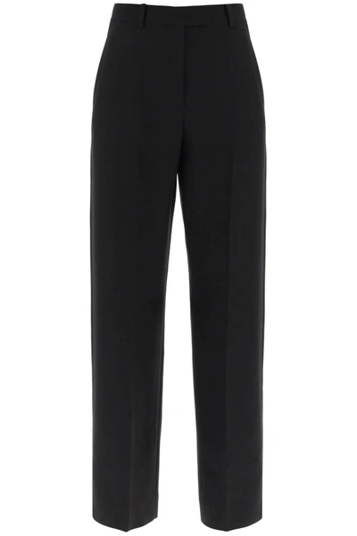 Valentino Wide-leg Wool-blend Crepe Trousers In Black