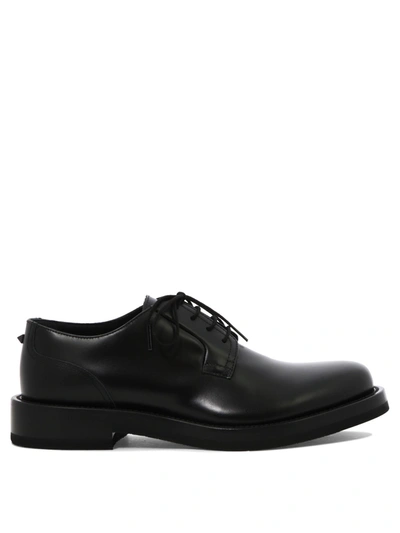 Valentino Garavani Roman Stud Leather Derby Shoes In Black