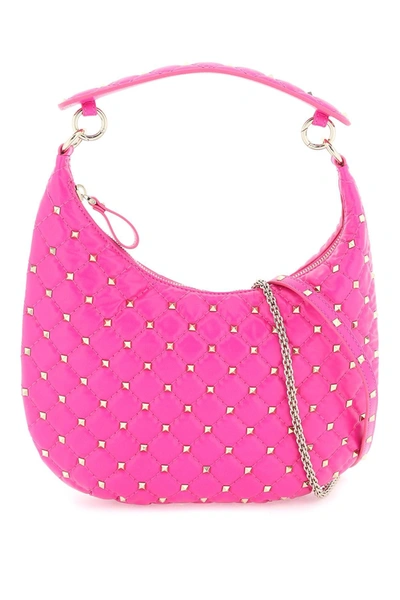 Valentino Garavani Rockstud Spike Small Hobo Bag In Fuchsia