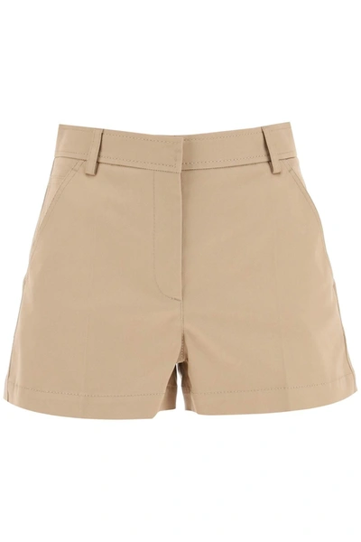 Valentino Longline Cotton-linen Shorts In Beige