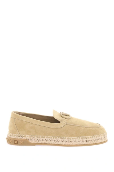 Valentino Garavani Suede Espadrilles In Beige