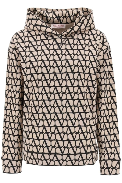 Valentino Toile Iconographe-print Cotton Hoodie In Beige,black