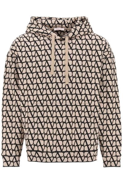 Valentino Toile Iconographe Hooded Sweatshirt In Beige,black