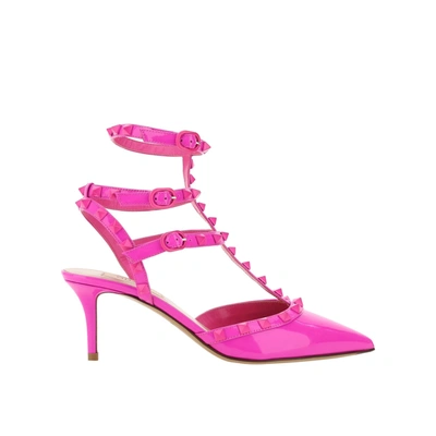 Valentino Garavani Rockstud Caged 65 Patent Ankle Strap Pump In Pink