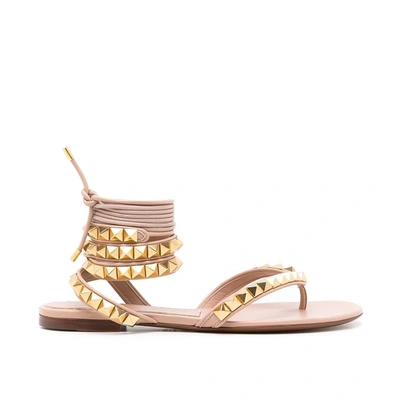 Valentino Garavani Valentino Leather Studs Sandals In Beige