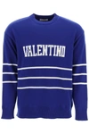Valentino Embroidered Crewneck Jumper In Blue