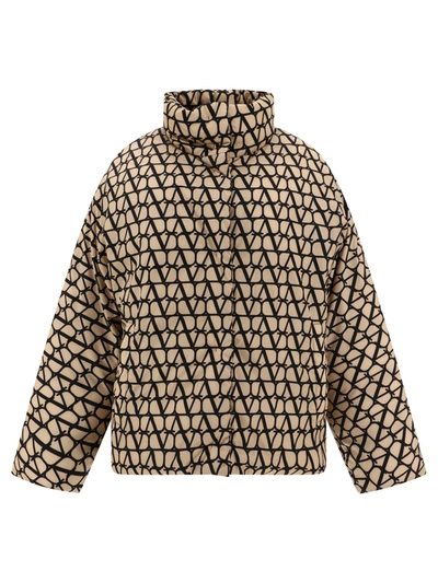 Valentino Toile Iconographe Down Jacket In Beige