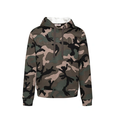 Valentino Camouflage Pattern Hoodie Sweatshirt In Green