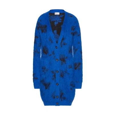 Valentino Mohair-blend Long Knit In Blue