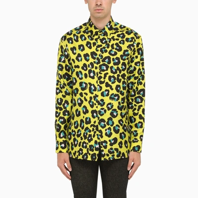 Versace Acid Yellow Shirt In Printed In Multicolor