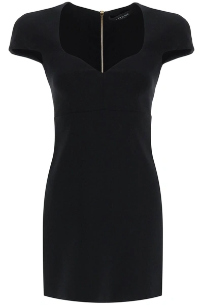 Versace Sweetheart Viscose Cady Mini Dress In Black (black)
